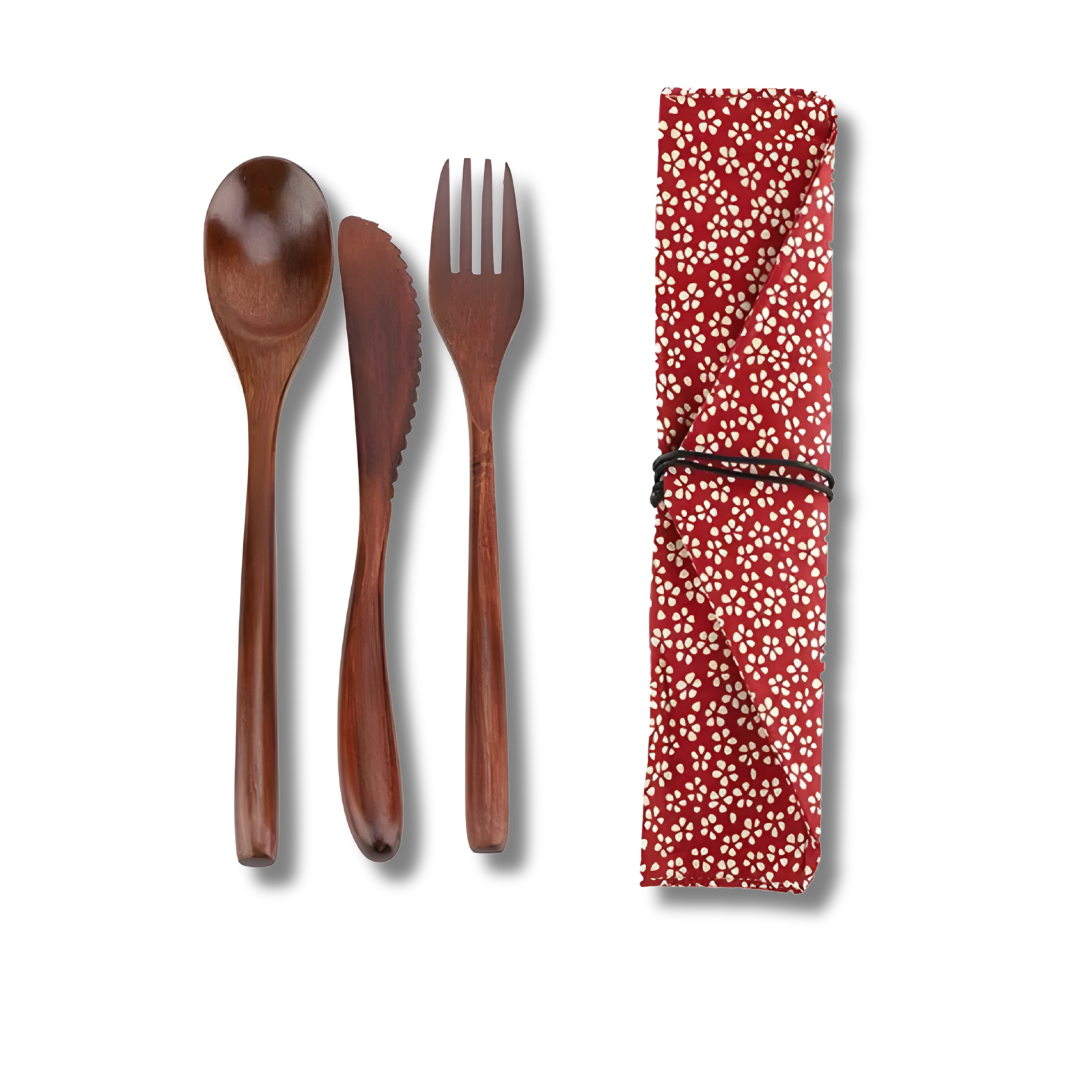 Portable Bamboo Cutlery Set – Reusable, Stylish & Travel-Ready!