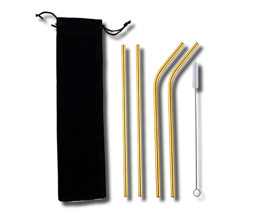 5-Piece Stainless Steel Straw Set - Colorful Reusable Metal Straws for Coffee, Tea, Juice, and Bar Drinks