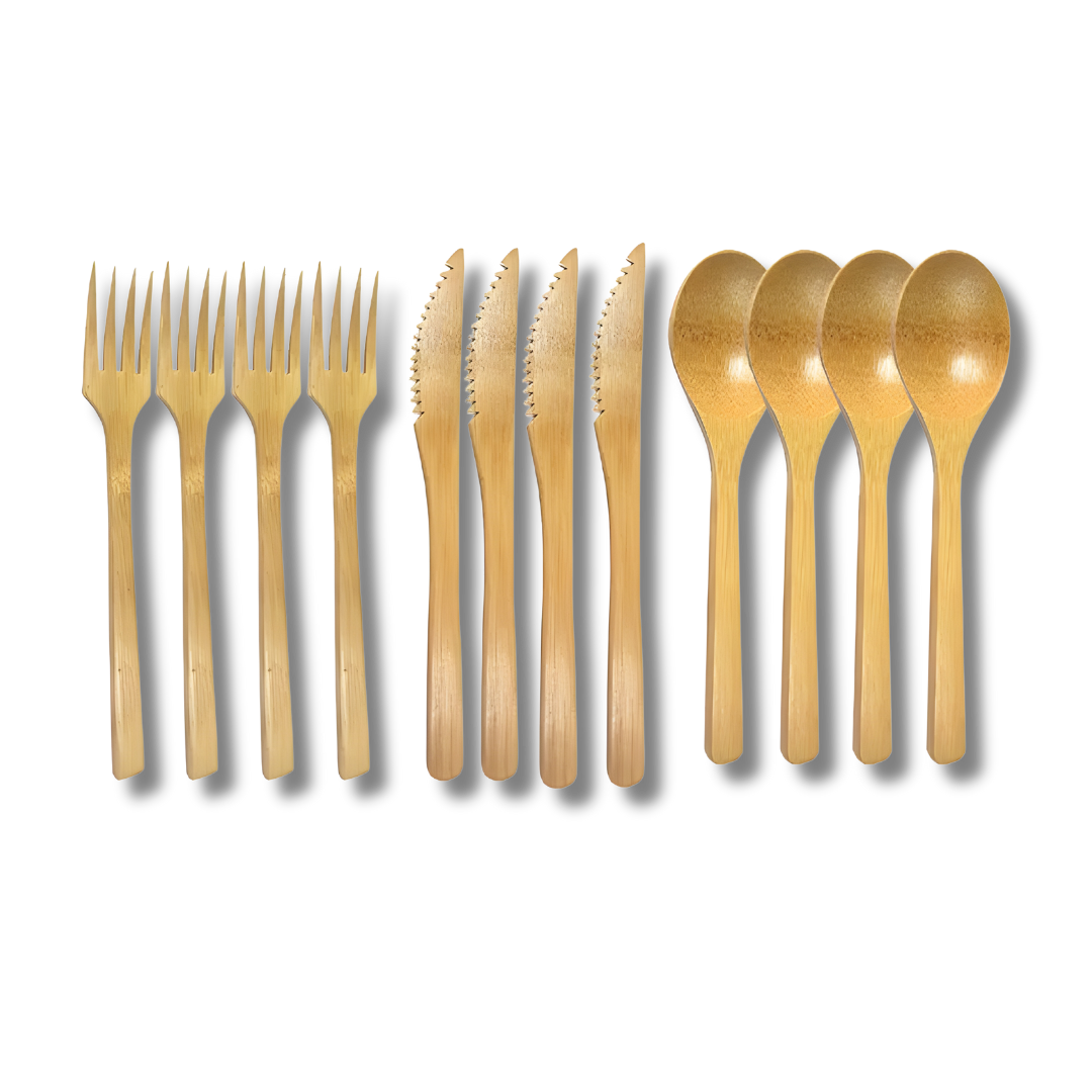 Reusable Bamboo Tableware Set – 12-Piece Eco-Friendly Cutlery