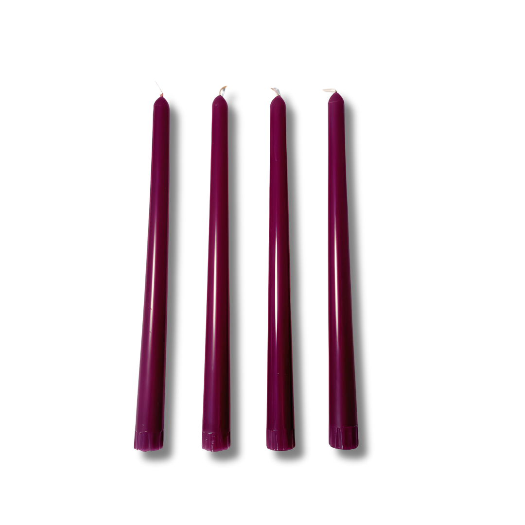 Pure Orchid Colored Beeswax Taper Candle