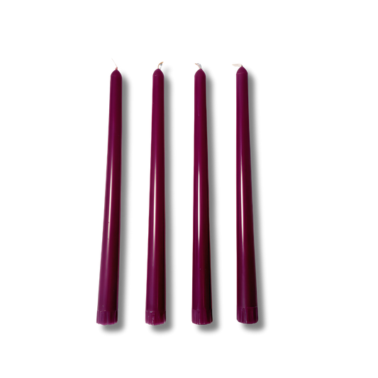 Pure Orchid Colored Beeswax Taper Candle