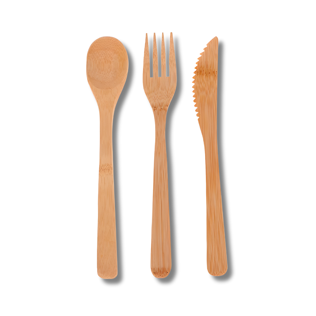 Eco-Friendly Bamboo Travel Cutlery Set – Reusable Fork, Knife & Spoon